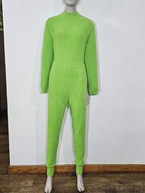 Savage X Fenty Fuzzy Knit Open Back Jumpsuit Lime Green Size XL Cozy Loungewear